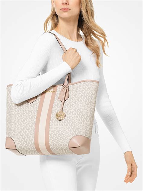 michael kors eva large tote vanilla|Eva Large Logo Tote Bag .